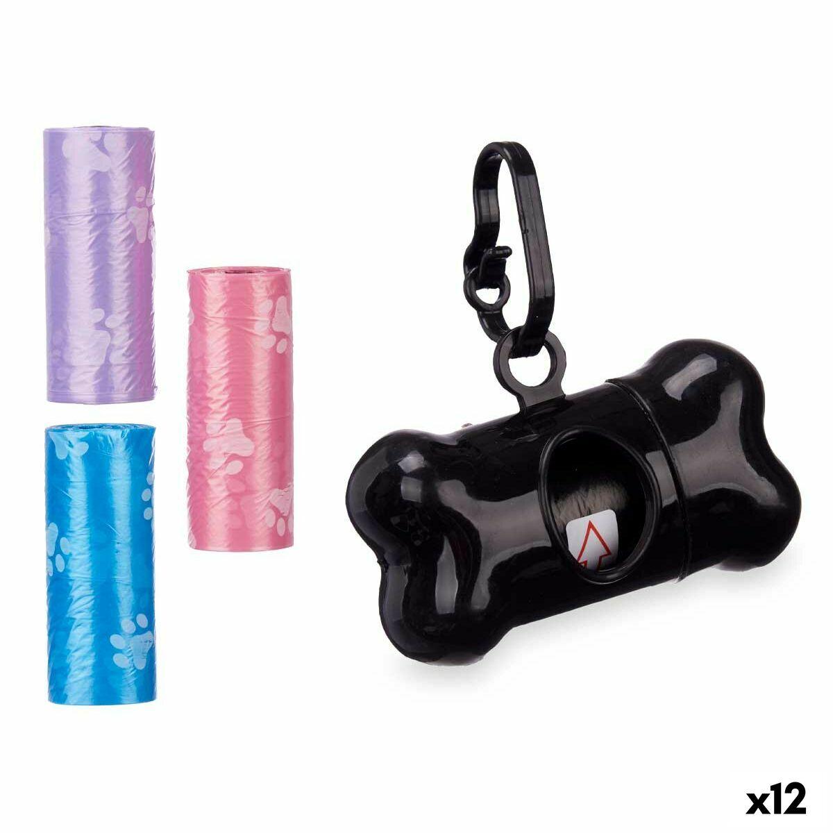 Dispensador de Bolsas para Mascotas Mascow Azul Negro Rosa Violeta 9 x 21 x 4,5 cm Set (12 Unidades)
