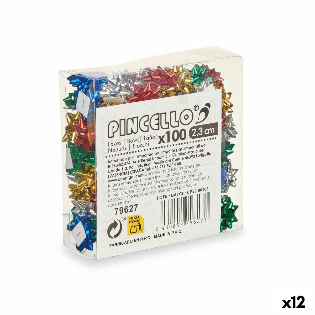 Lazos Pincello PVC 2,3 cm 12 x 12 x 4 cm Brillo Multicolor (12 Unidades)