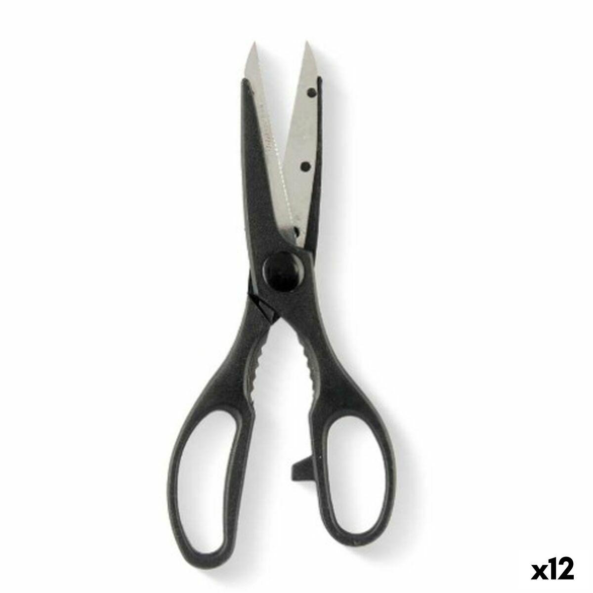 Tijeras de Cocina Kinvara Negro Plateado Acero Inoxidable 7,5 x 21 x 1 cm (12 Unidades)