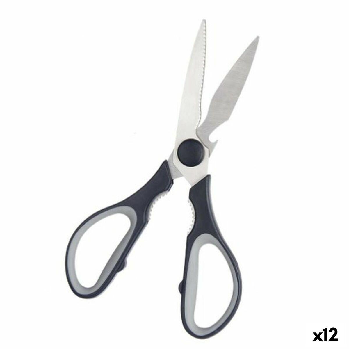Tijeras de Cocina Kinvara Negro Plateado Acero Inoxidable 8,5 x 21 x 1,5 cm (12 Unidades)