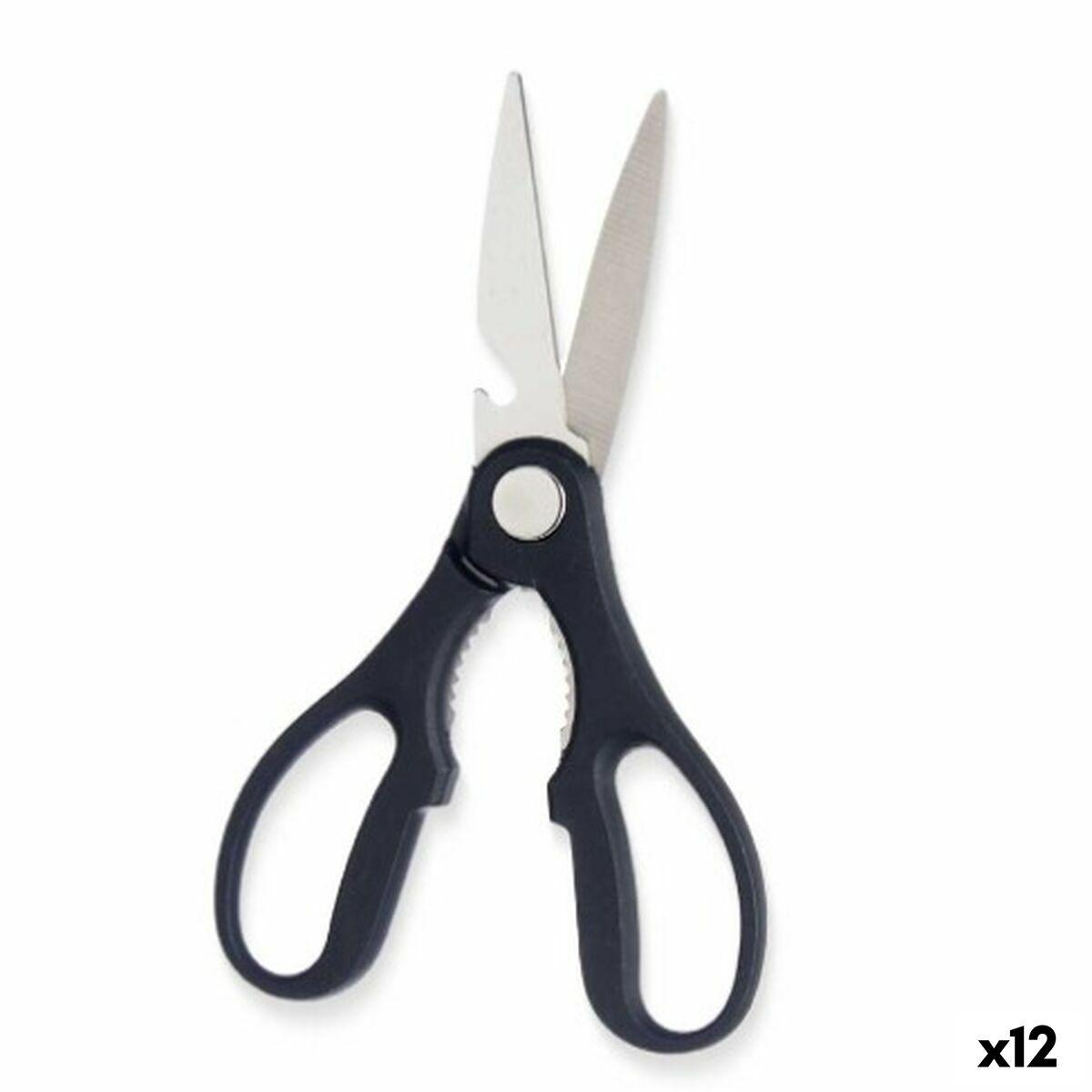 Tijeras de Cocina Kinvara Negro Plateado Acero Inoxidable 8,3 x 19,5 x 1,3 cm (12 Unidades)