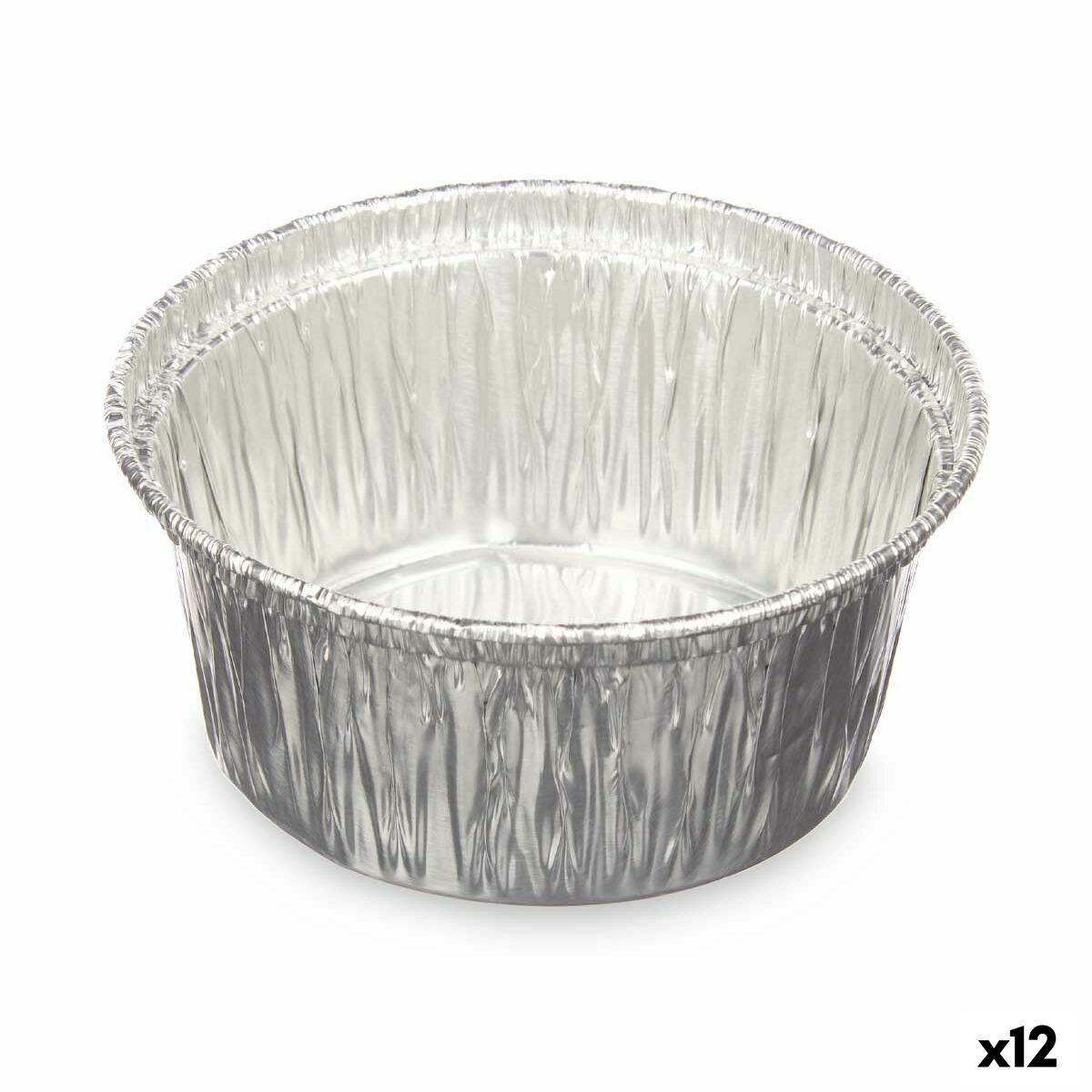 Molde para Flan Kinvara Plateado Aluminio 8,5 x 8 x 8,5 cm Desechable Redondo (12 Unidades)