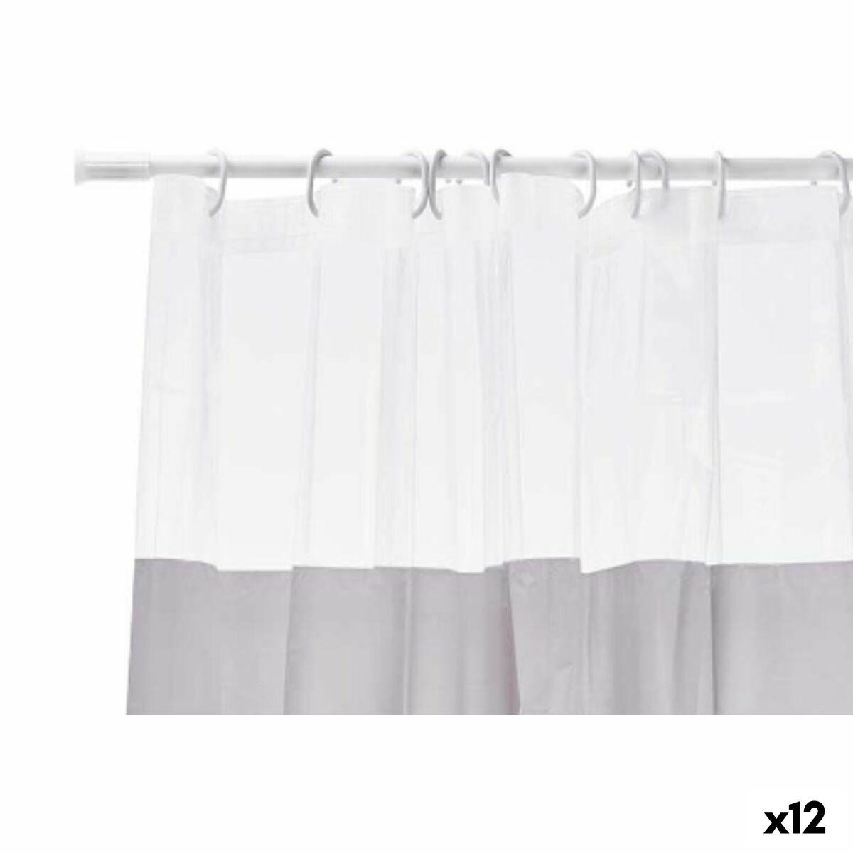 Cortina de Ducha Berilo Gris Transparente Plástico PEVA 180 x 180 cm 16 x 28,5 x 4 cm (12 Unidades)