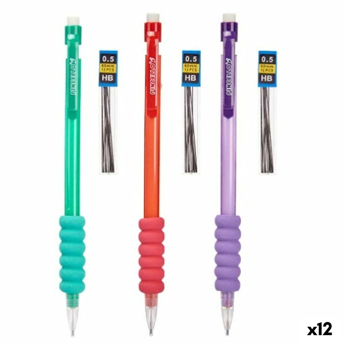 Portaminas Pincello Azul Rojo Verde Minas 0,5 mm (12 Unidades)