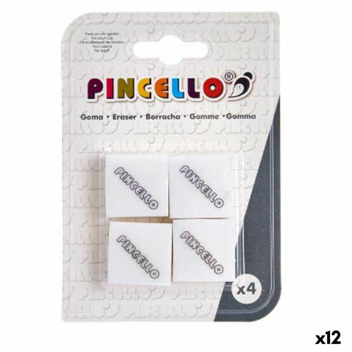 Set de Gomas de Borrar Pincello Blanco 9,5 x 13,5 x 2 cm (12 Unidades)