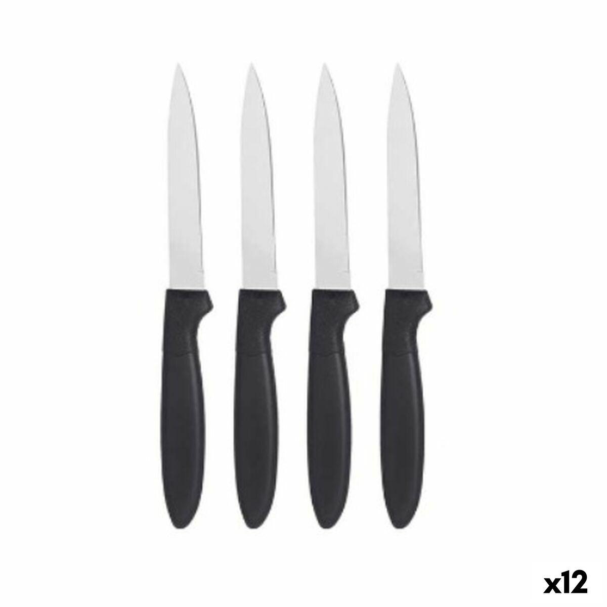 Set de Cuchillos Kinvara Negro Plateado Acero Inoxidable Plástico 19,5 x 2 x 1 cm 12,5 x 26,5 x 1 cm (12 Unidades)