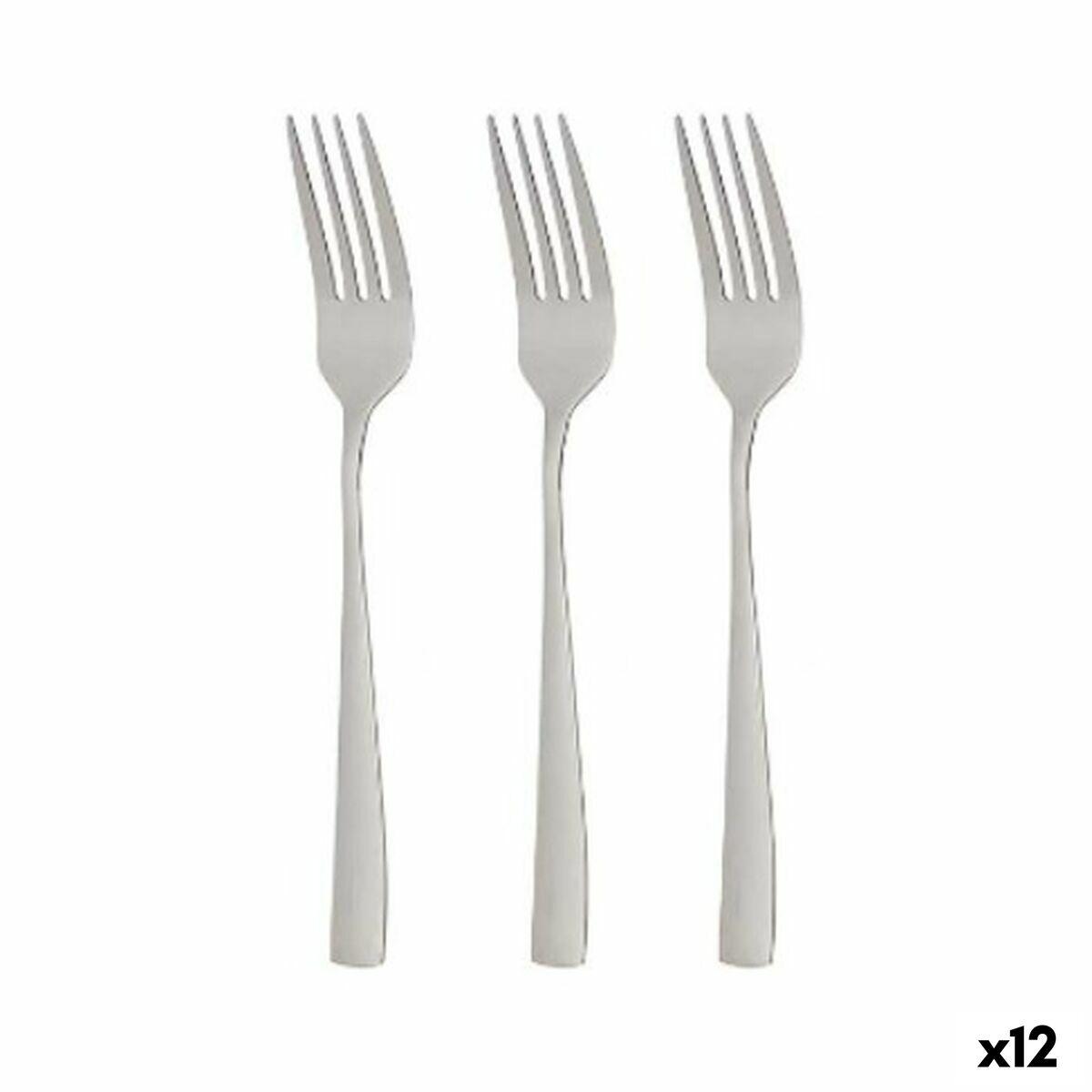 Set de Tenedores Kinvara Plateado Acero Inoxidable 2,5 x 21,3 x 0,3 cm 6 x 23 x 2,5 cm (12 Unidades)
