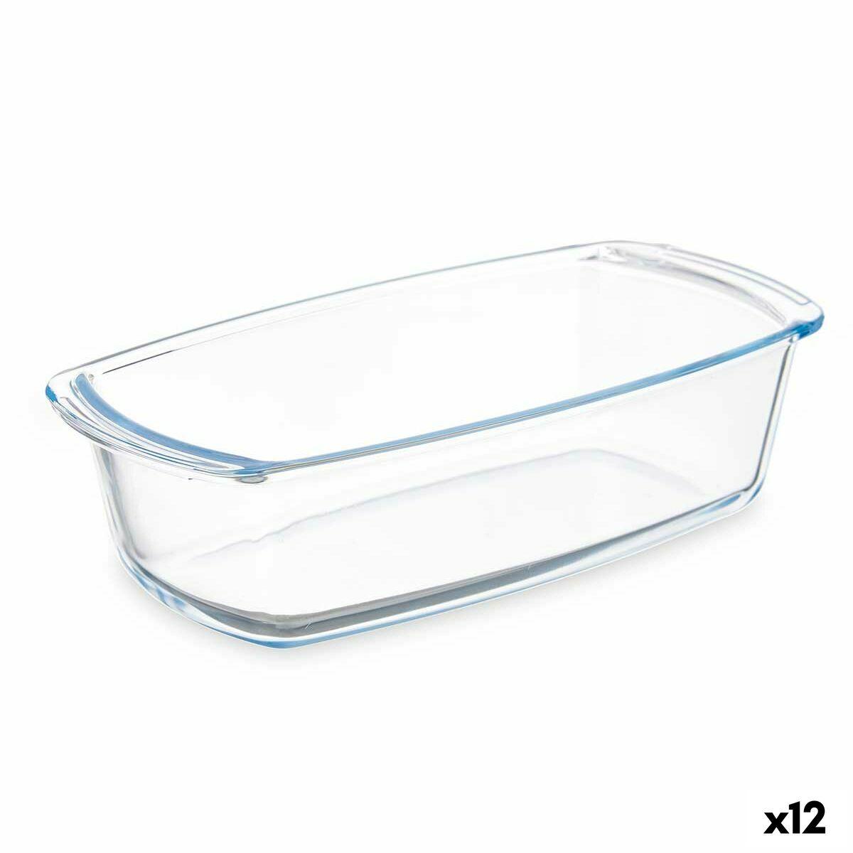 Fuente de Cocina Vivalto Transparente Vidrio de Borosilicato 1,6 L 27 x 7,2 x 14 cm Con asas (12 Unidades)