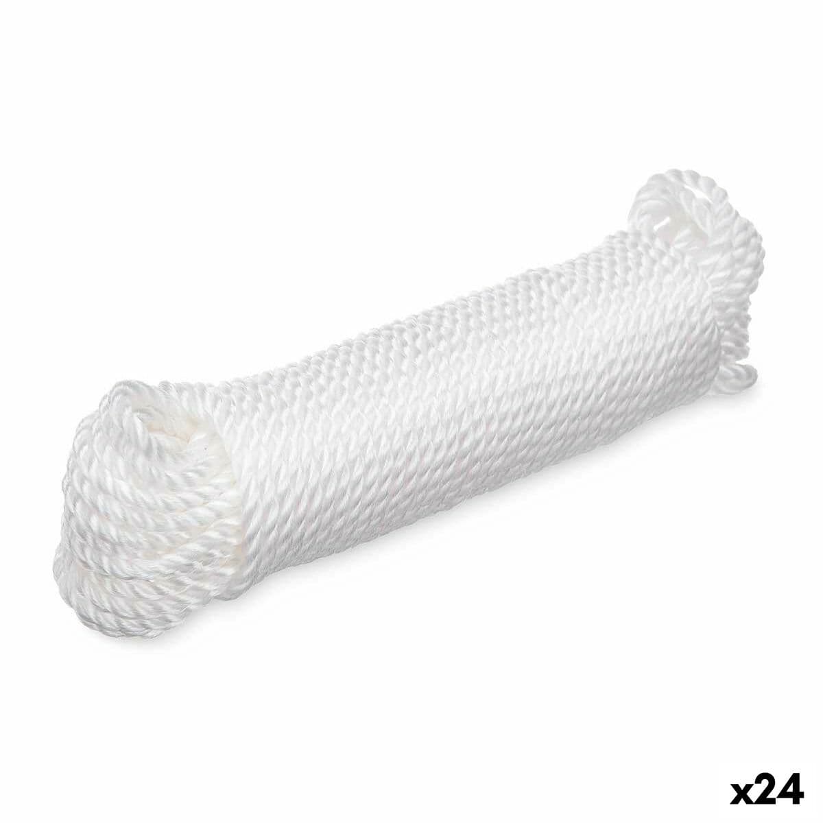 Cuerda para Tender Blanco Plástico 20 m 8 x 24 x 5 cm 5 x 24 x 6 cm 0,6 x 2000 cm (24 Unidades)
