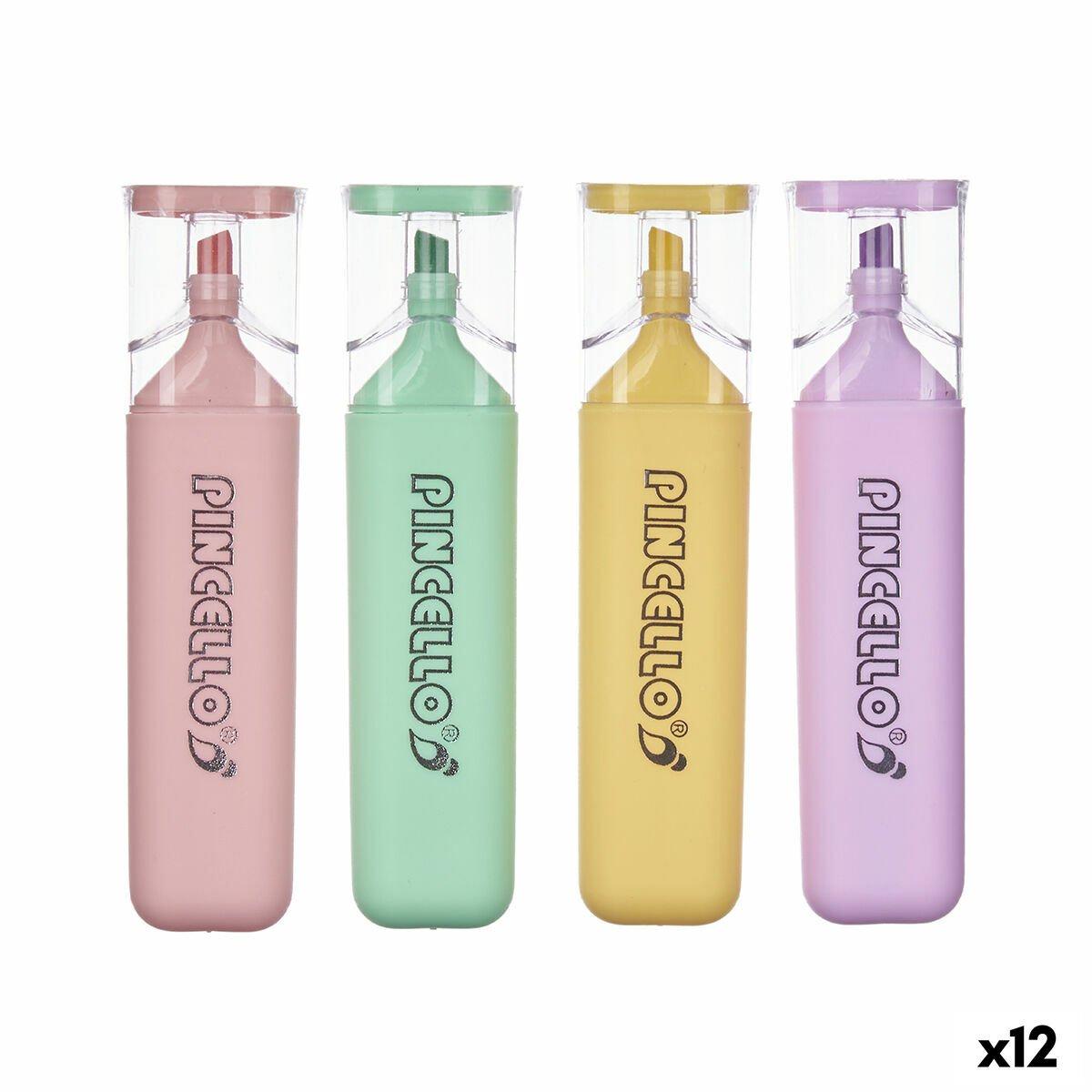 Set de Marcadores Fluorescentes Pincello Amarillo Multicolor Rosa Violeta Menta (12 Unidades)