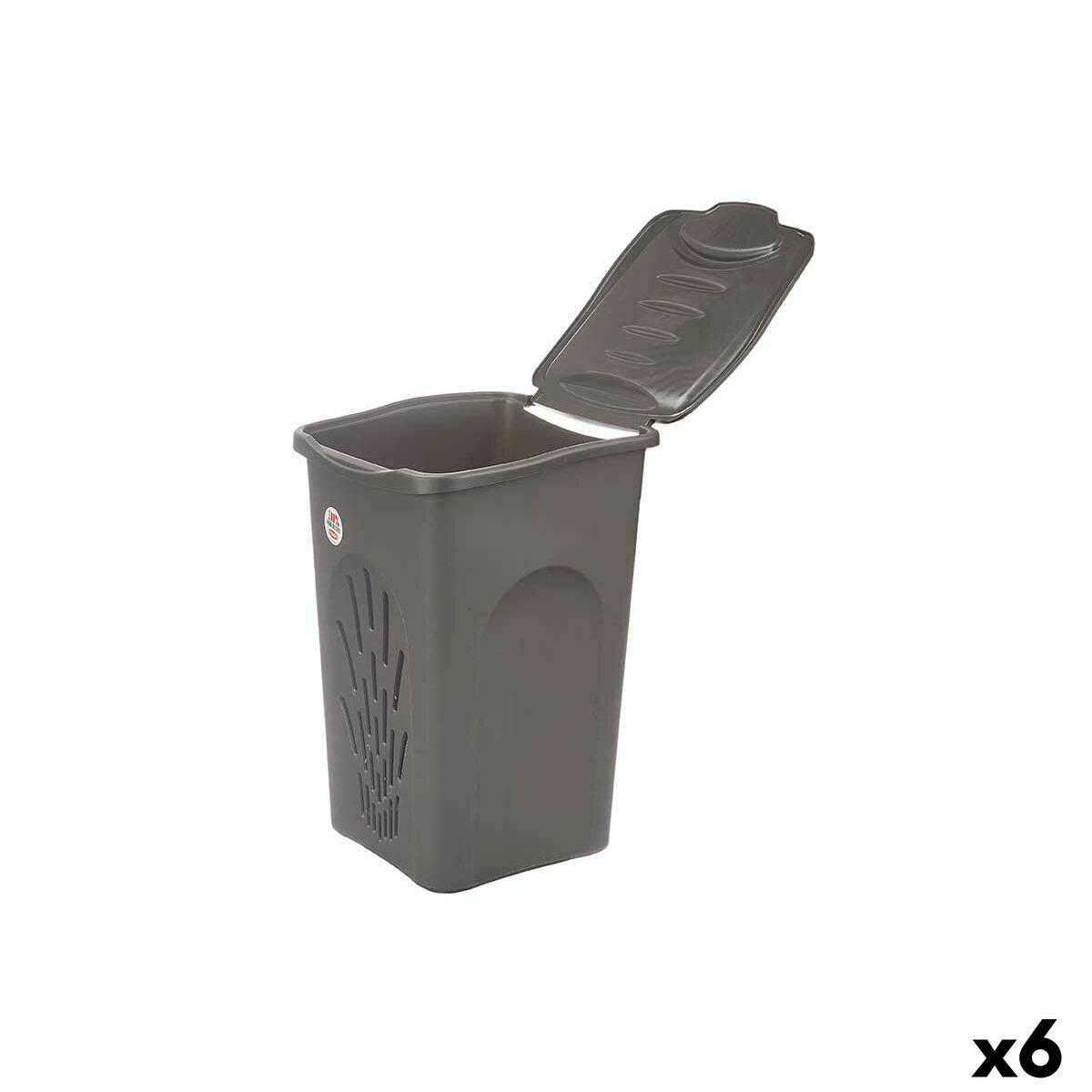 Cesto para la Ropa Sucia Stefanplast Antracita Plástico 50 L 37 x 56 x 39 cm 37 x 56 x 38,5 cm (6 Unidades)