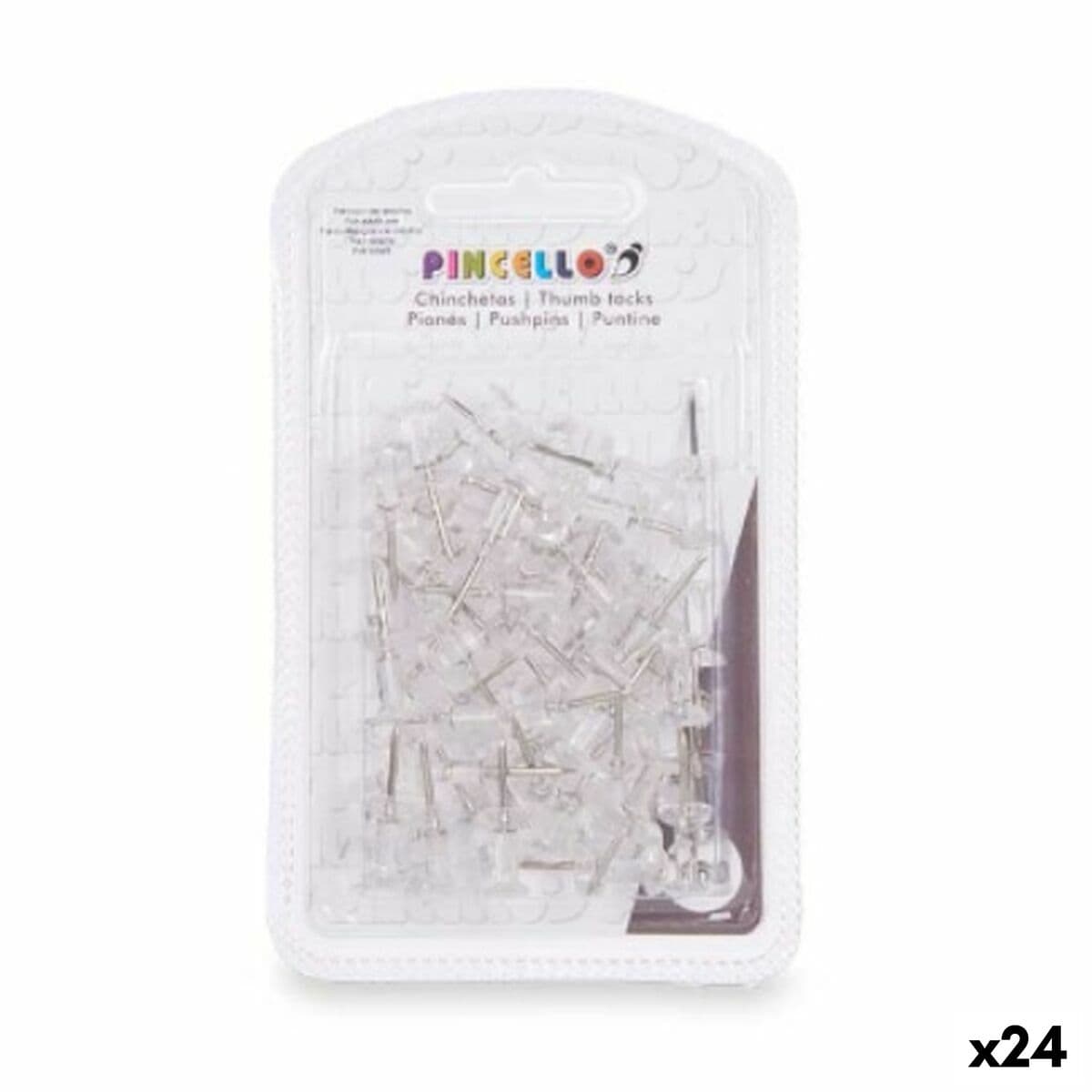 Chinchetas Pincello Transparente Metal Plástico (24 Unidades)