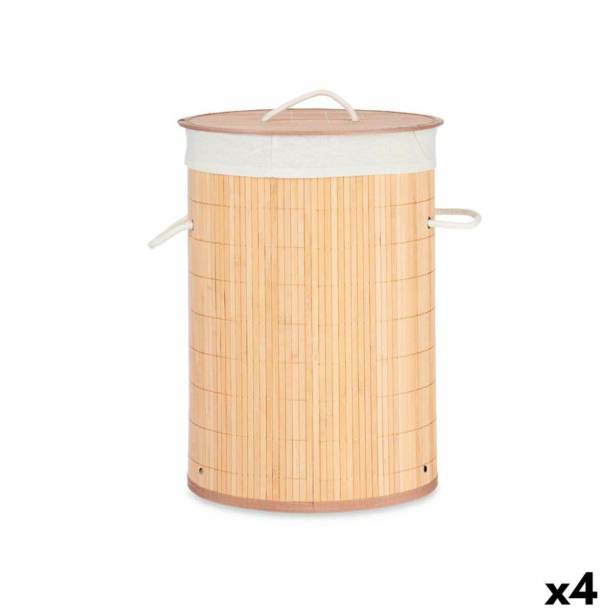 Cesto para la Ropa Sucia Kipit Natural Algodón Poliéster Metal Bambú Viscosa Madera MDF 48 L 37 x 50 x 37 cm (4 Unidades)