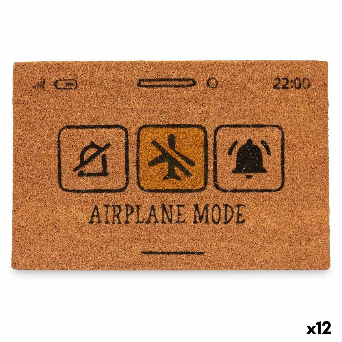 Felpudo Gift Decor Airplane Mode Amarillo Negro Natural PVC Fibra de coco 60 x 1 x 40 cm (12 Unidades)