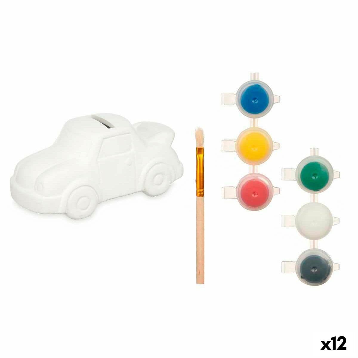 Hucha para Pintar Pincello Cerámica Coche 14 x 7 x 7 cm 14,5 x 7,2 x 9,4 cm (12 Unidades)