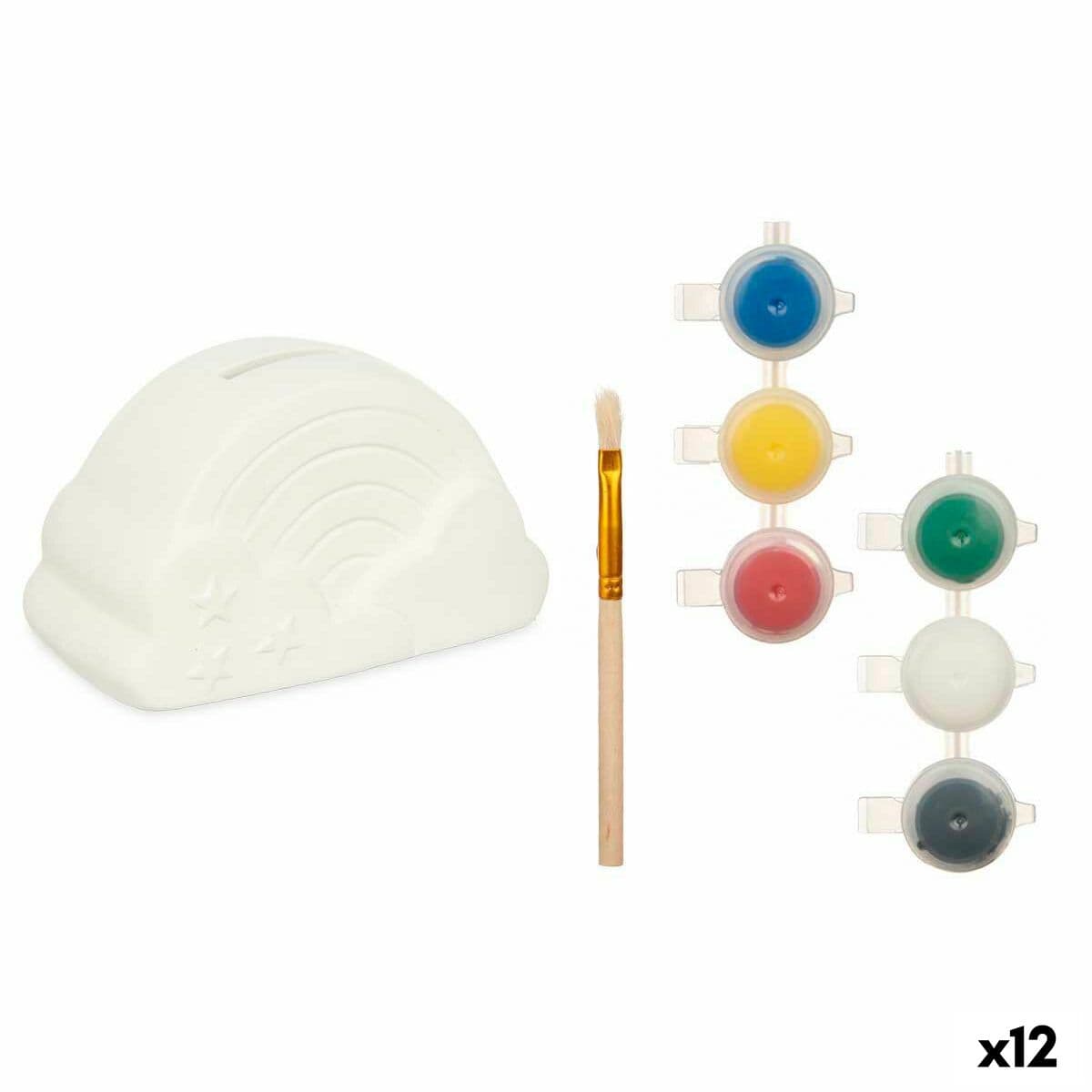 Hucha para Pintar Pincello Cerámica Arcoíris 13,9 x 8,4 x 9,6 cm 13,9 x 8 x 8 cm (12 Unidades)