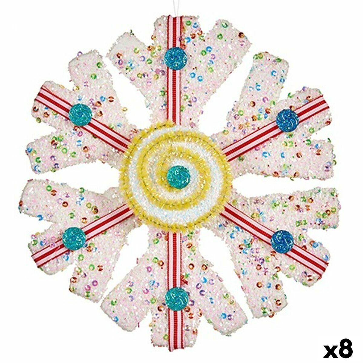 Adorno Navideño Krist+ Blanco Rojo Copos de nieve 17 x 6 x 17 cm (8 Unidades)