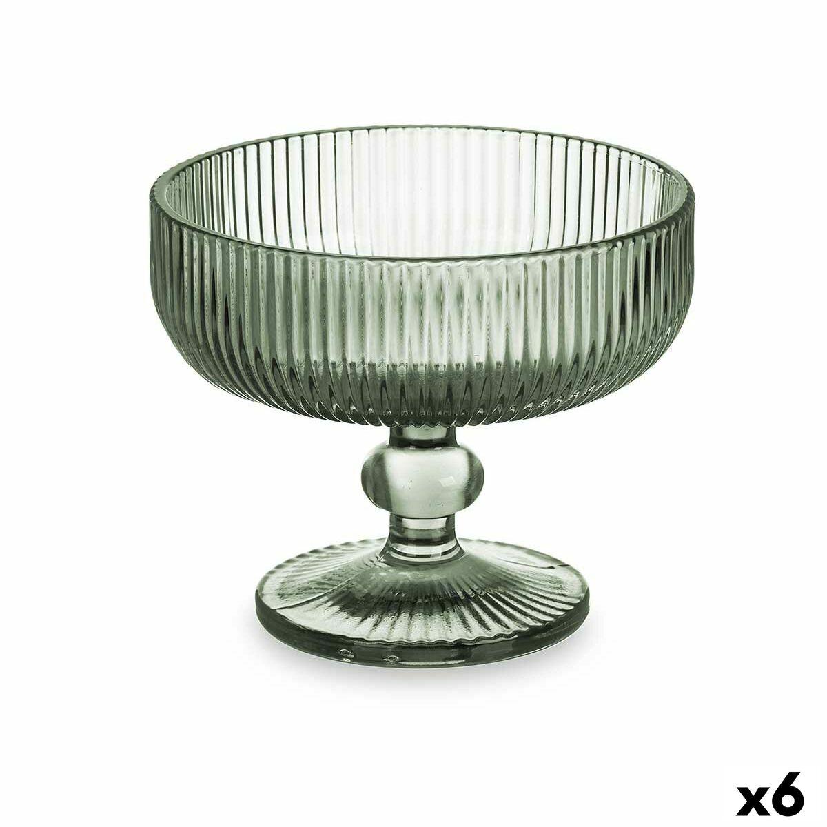 Copa de Helados y Batidos Vivalto Verde Vidrio 310 ml Rayas (6 Unidades)