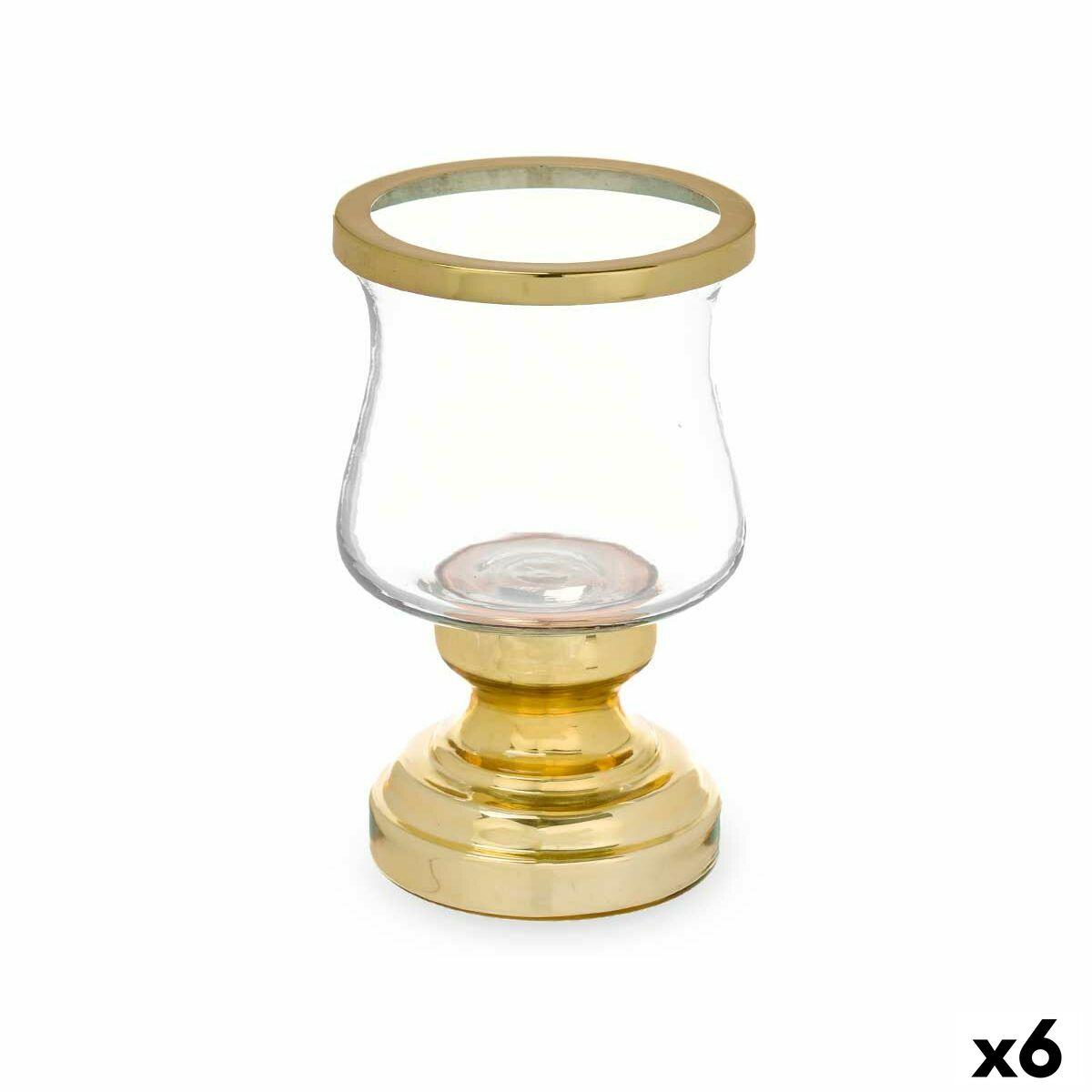 Portavelas Gift Decor Dorado Cristal Acero 12 x 19,5 x 12 cm Copa (6 Unidades)
