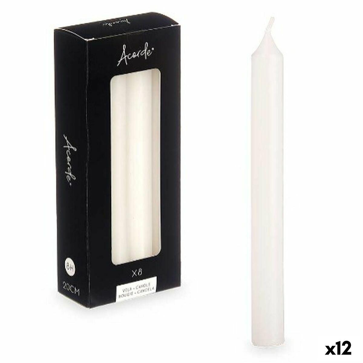 Set de Velas Acorde Blanco 2 x 2 x 20 cm 8,5 x 21 x 4,5 cm (12 Unidades)