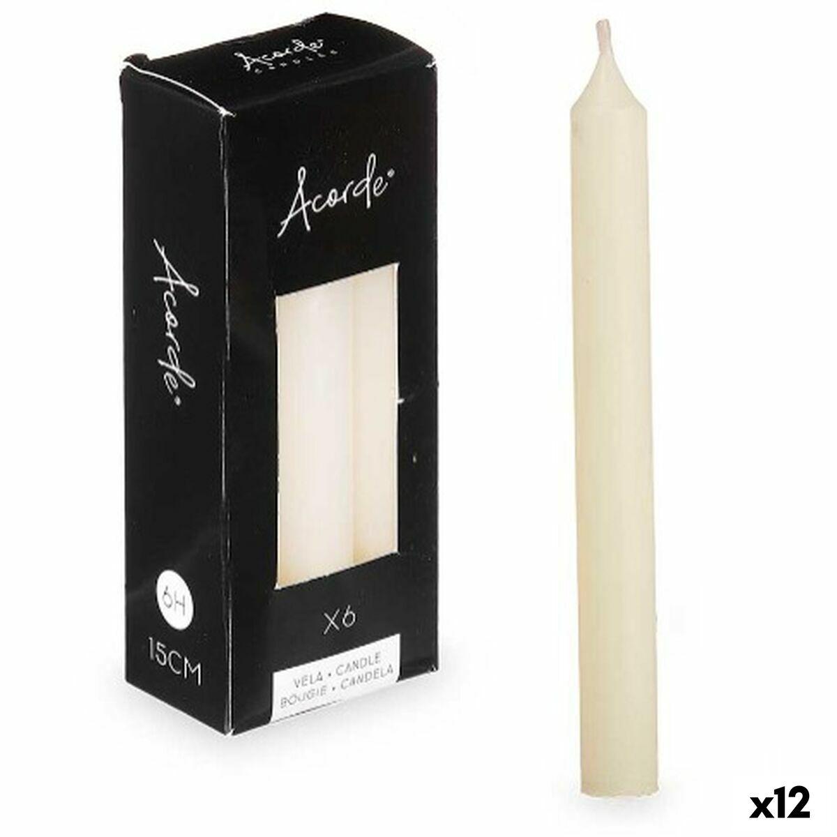Set de Velas Acorde Crema 2 x 2 x 15 cm 6 x 15 x 4 cm (12 Unidades)