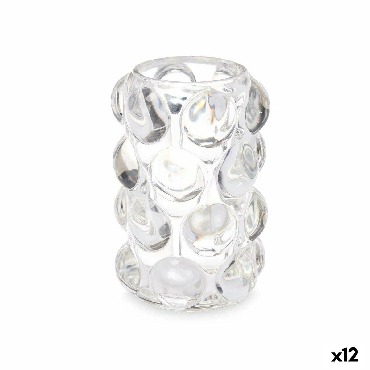 Portavelas Gift Decor Transparente Cristal 8,4 x 12,5 x 8,4 cm Microesferas (12 Unidades)