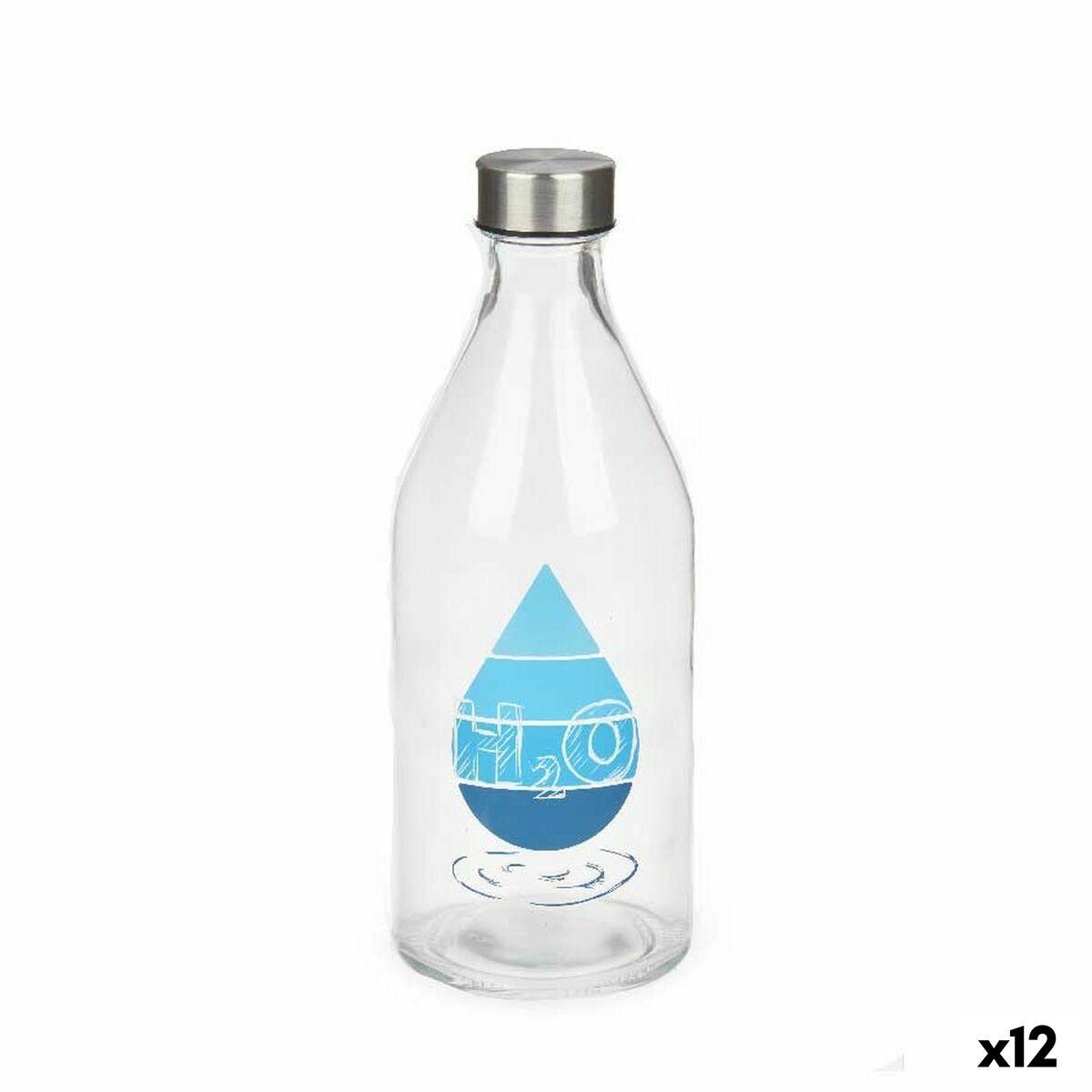 Botella Vivalto H2O Transparente Plata Vidrio Acero 1 L (12 Unidades)