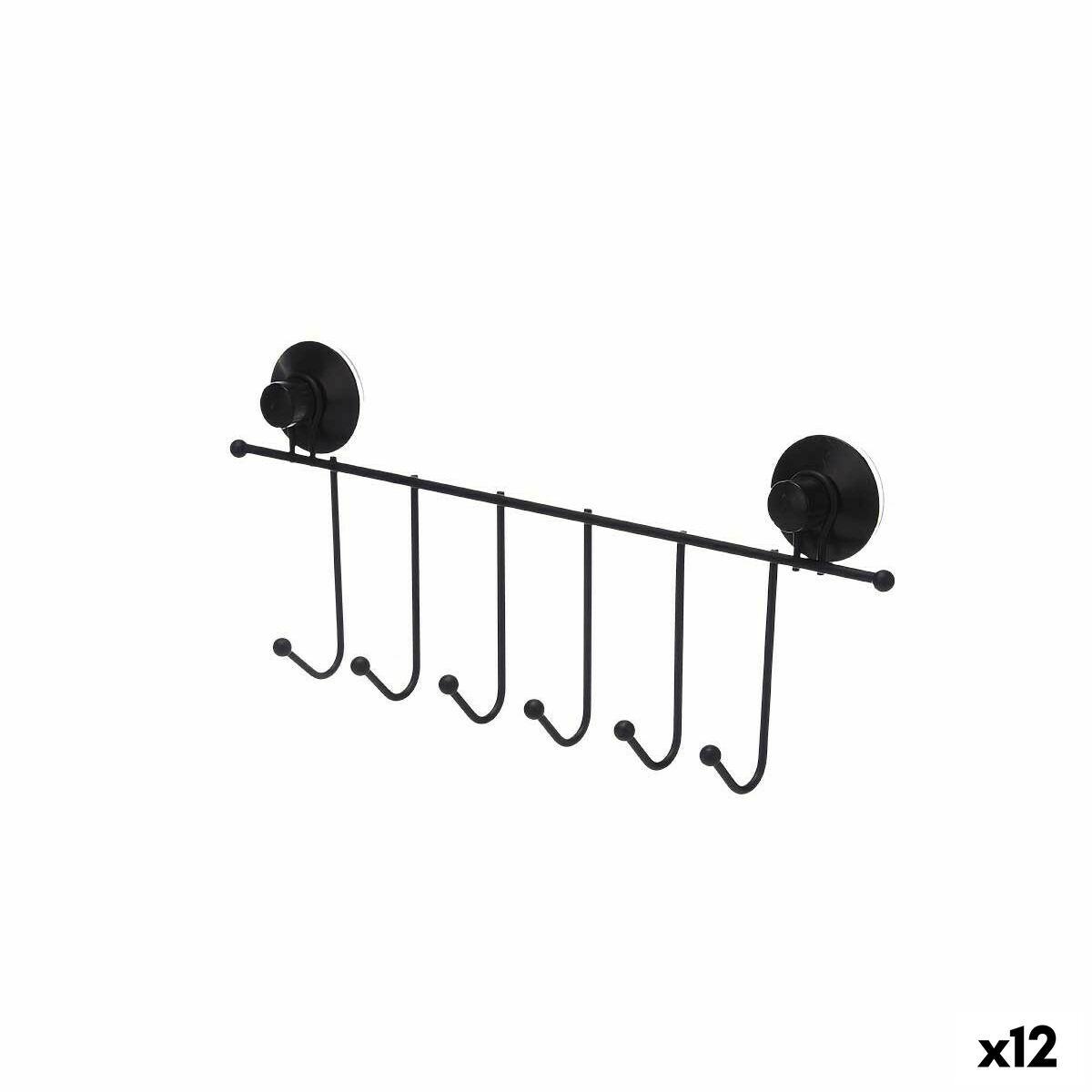 Perchero para Puertas Berilo Negro Acero ABS 39 x 16 x 4,9 cm (12 Unidades)