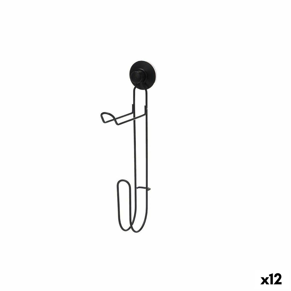 Portarrollos de Papel Higiénico Berilo Negro Acero ABS 3 x 32 x 15 cm Doble (12 Unidades)