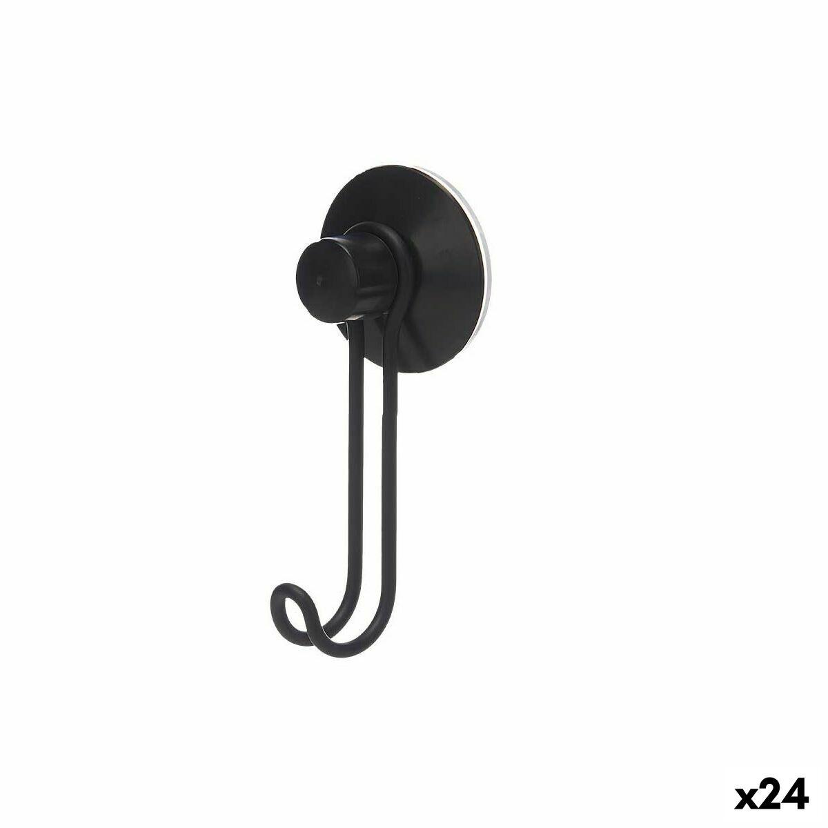 Gancho para colgar Berilo Negro Acero ABS 6 x 13 x 4 cm (24 Unidades)