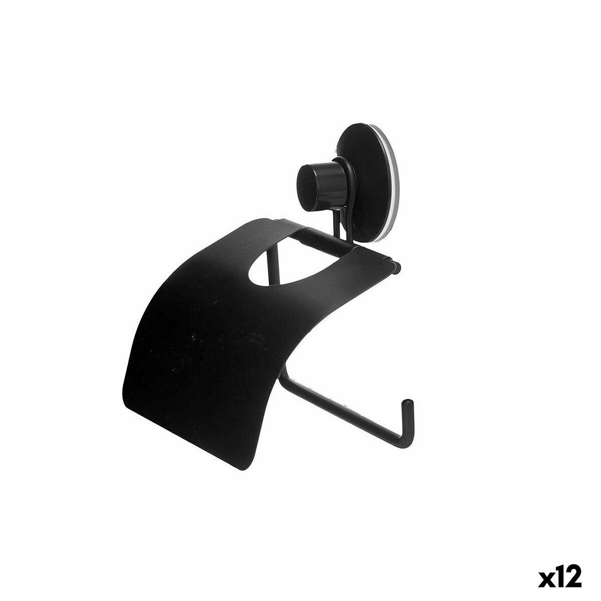 Portarrollos de Papel Higiénico Berilo Negro Acero ABS 13,5 x 12 x 3 cm (12 Unidades)
