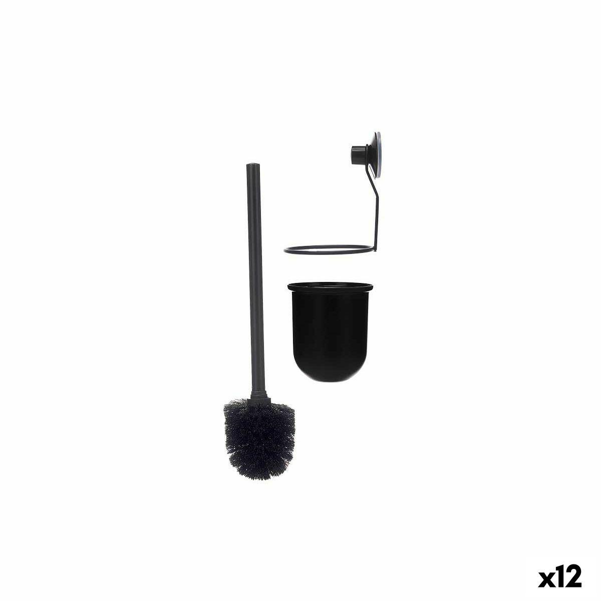 Escobilla para el Baño Berilo Negro Acero ABS 10 x 36 x 10 cm (12 Unidades)