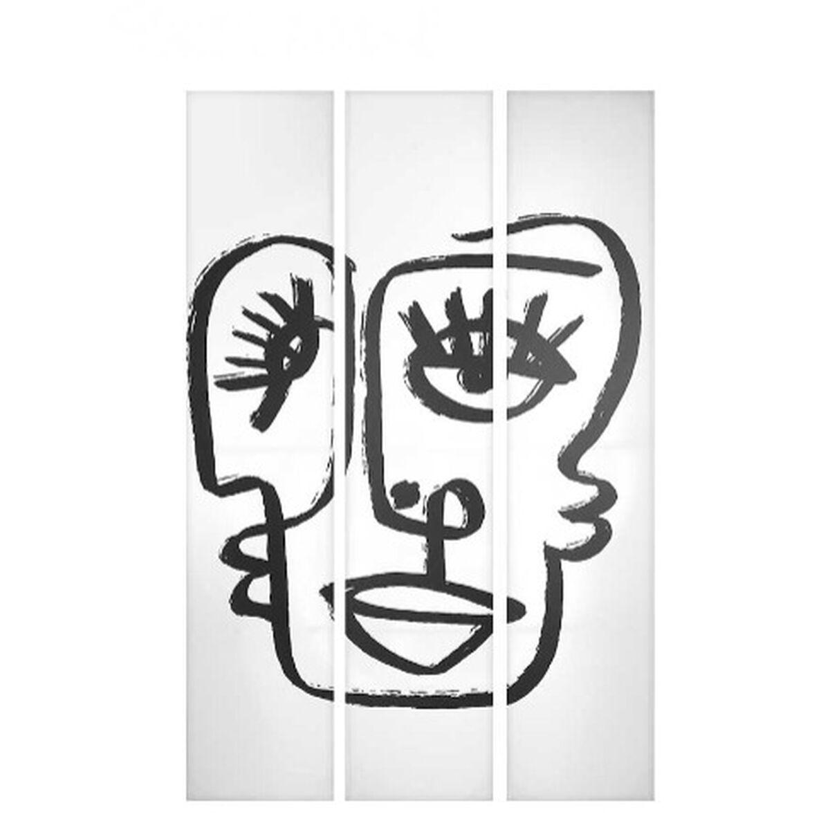 Biombo Gift Decor Blanco Negro Lienzo 122 x 2,5 x 180 cm 40 x 180 x 7 cm Cara