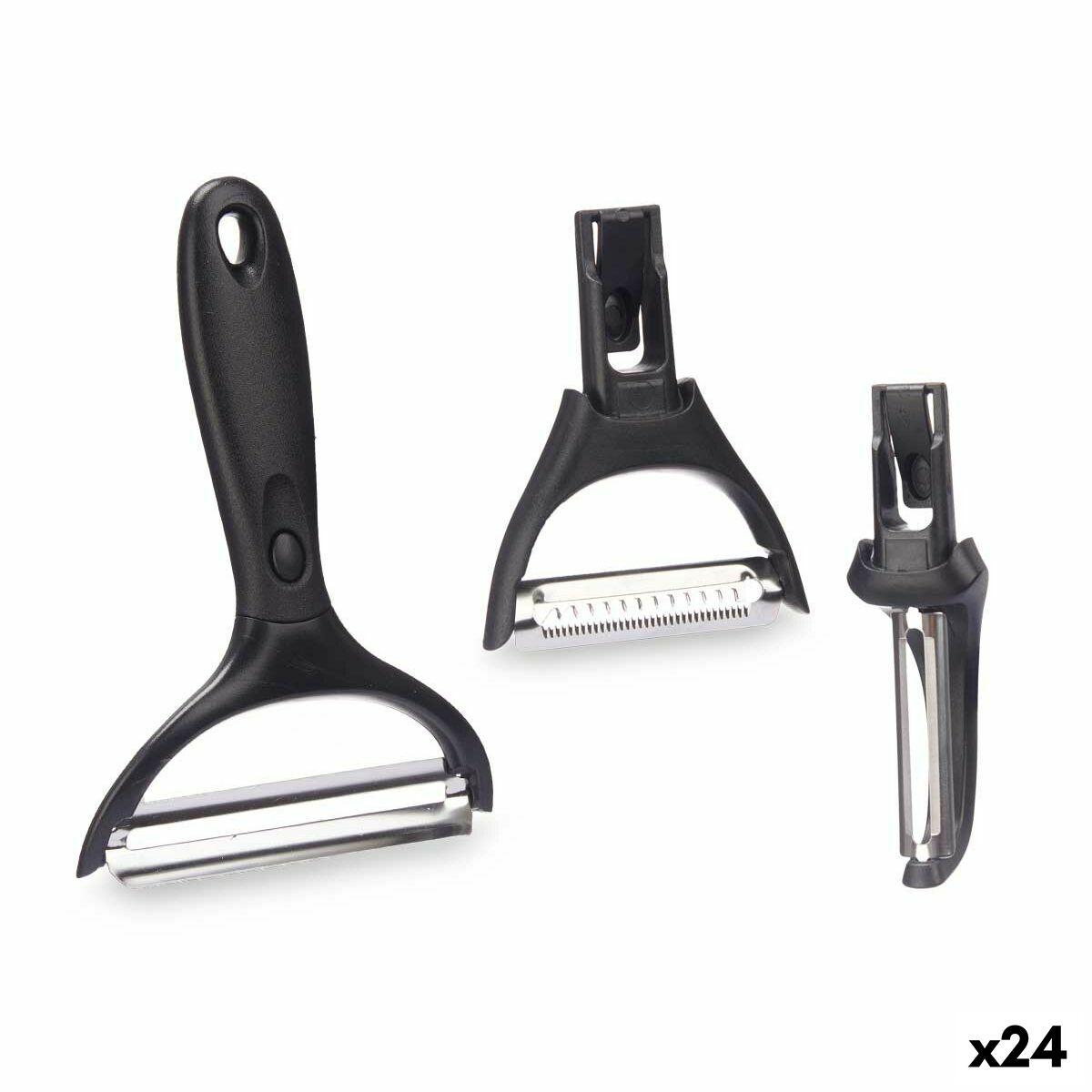 Set de Peladores Kinvara Metal Acero Inoxidable Polipropileno ABS 14,5 x 22 x 2,5 cm Cabezales intercambiables 3 Piezas (24 Unid
