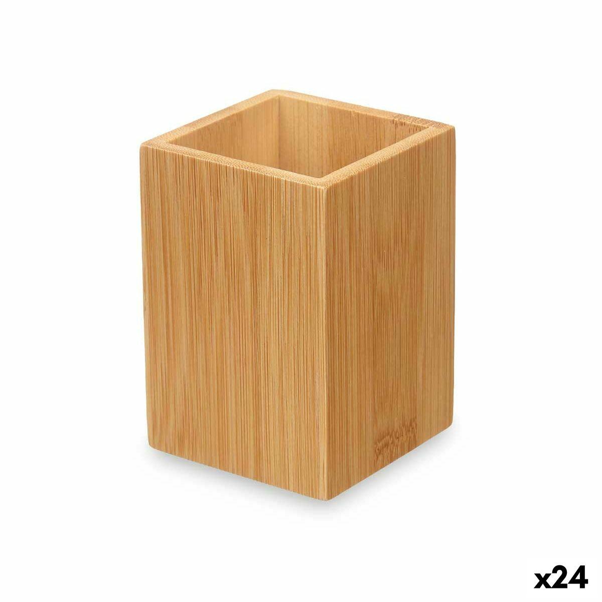 Portacepillos de Dientes Berilo Natural Bambú Plástico 6,8 x 9,7 x 6,8 cm (24 Unidades)