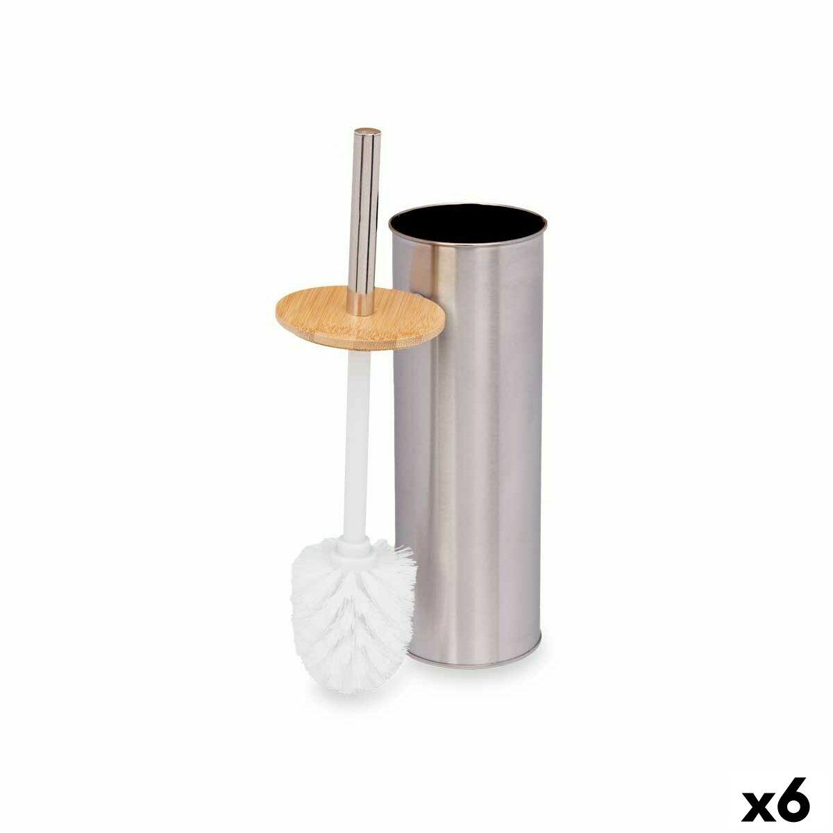 Escobilla para el Baño Berilo Plateado Bambú Acero Inoxidable 9,5 x 27,5 x 9,5 cm (6 Unidades)