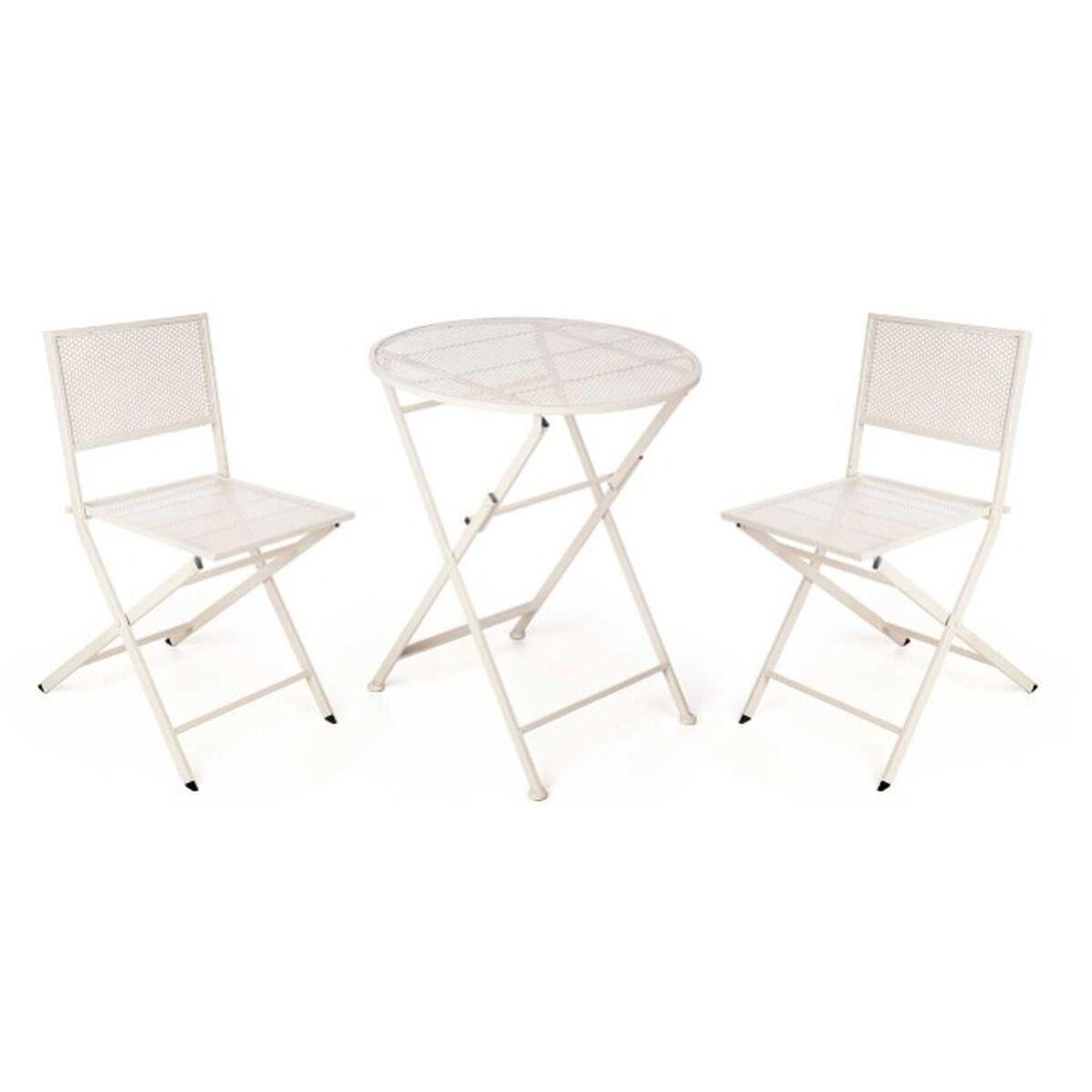 Conjunto de Mesa con 2 Sillas Ibergarden Blanco 96 x 60 x 22,5 cm