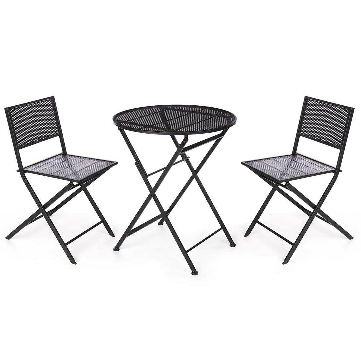 Conjunto de Mesa con 2 Sillas Ibergarden Negro 96 x 60 x 22,5 cm
