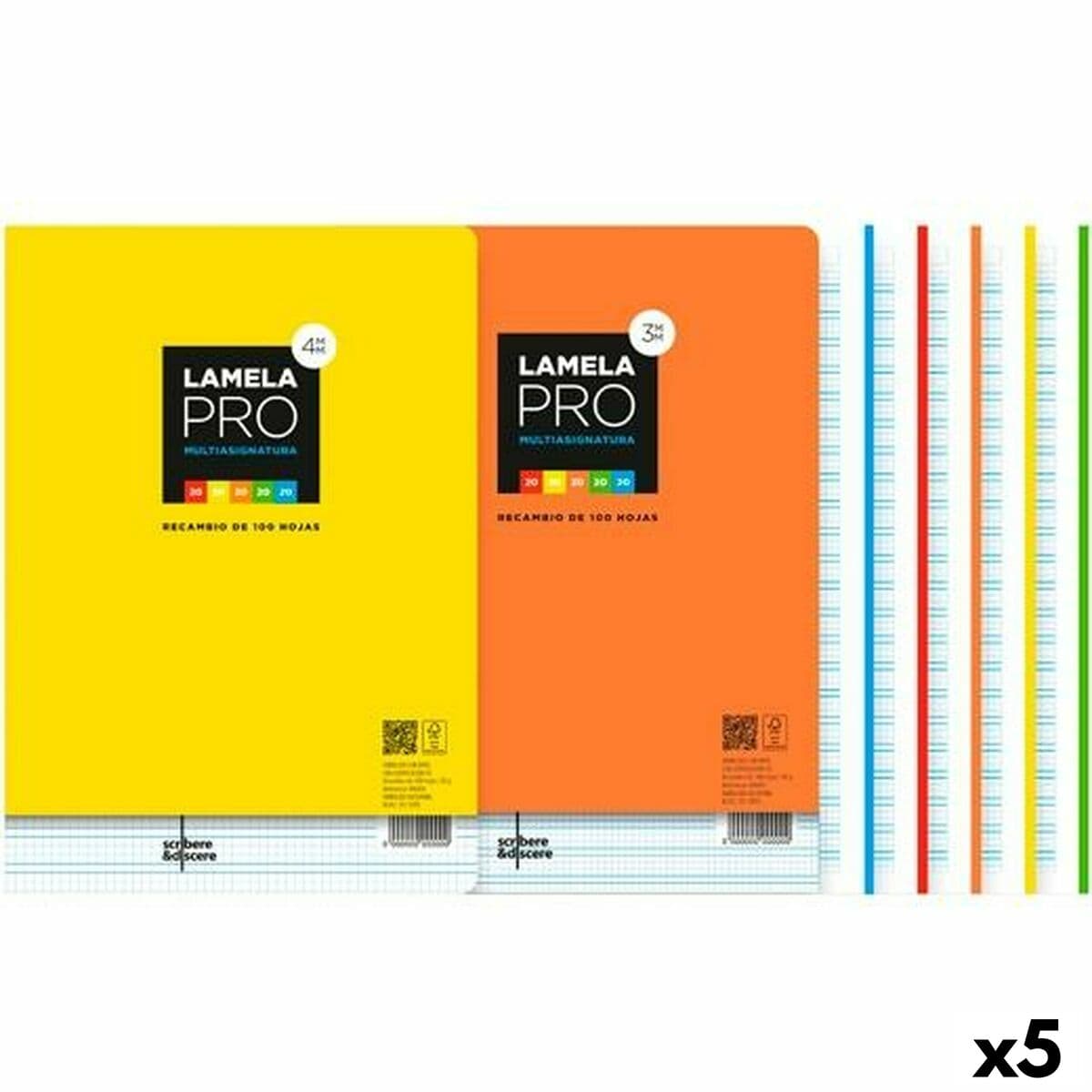 Hojas de repuesto Lamela Multicolor A4 100 Hojas (5 Unidades)
