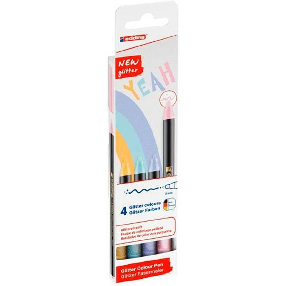 Set de Rotuladores Edding 1200 Multicolor Pastel Purpurina 4 Piezas