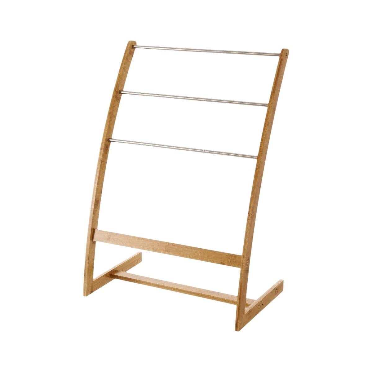 Toallero de Pie Natural Bambú Acero Inoxidable 57 x 35 x 81 cm