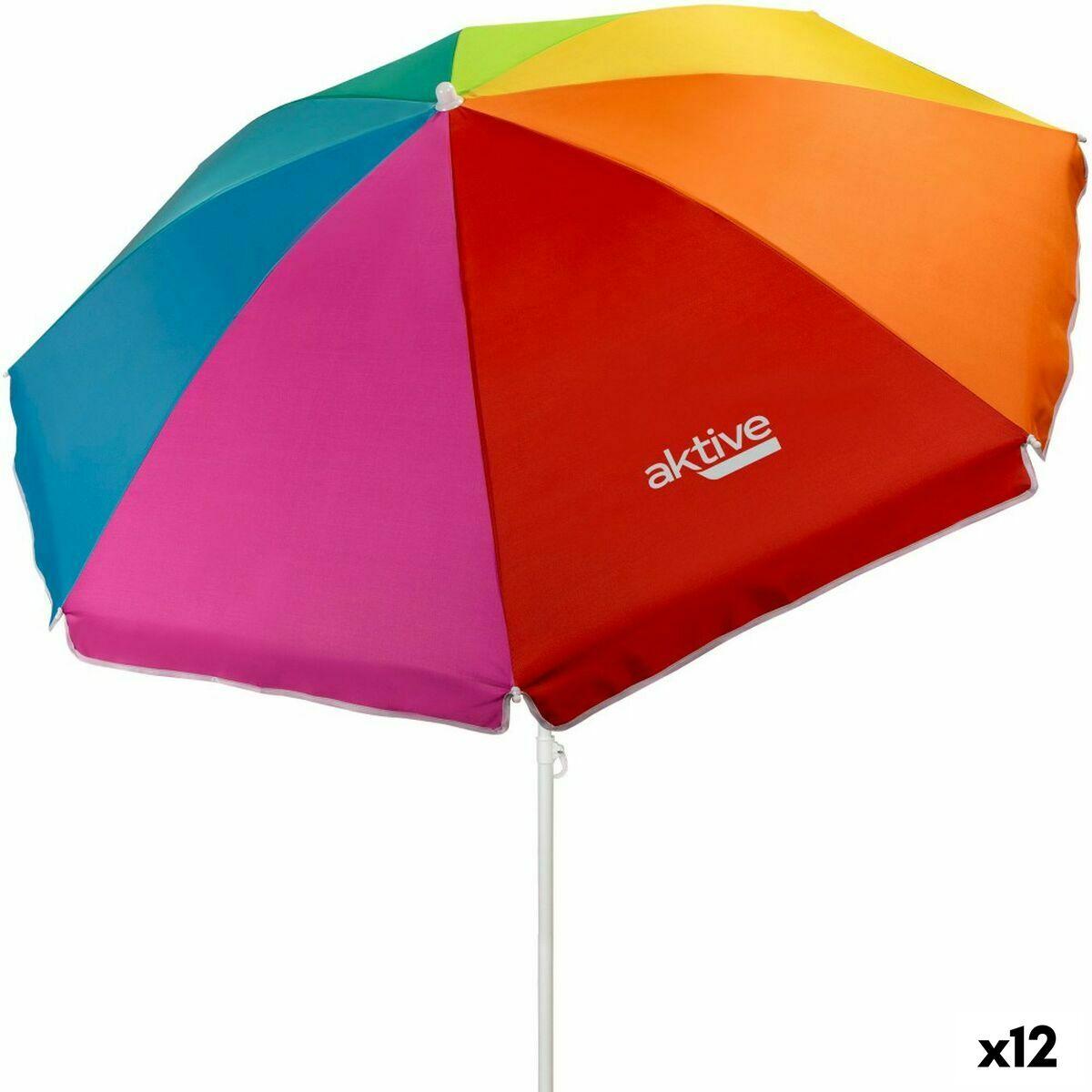 Sombrilla Aktive Multicolor 180 x 185 x 180 cm 180 x 180 x 180 cm 180 x 189 x 180 cm (12 Unidades)