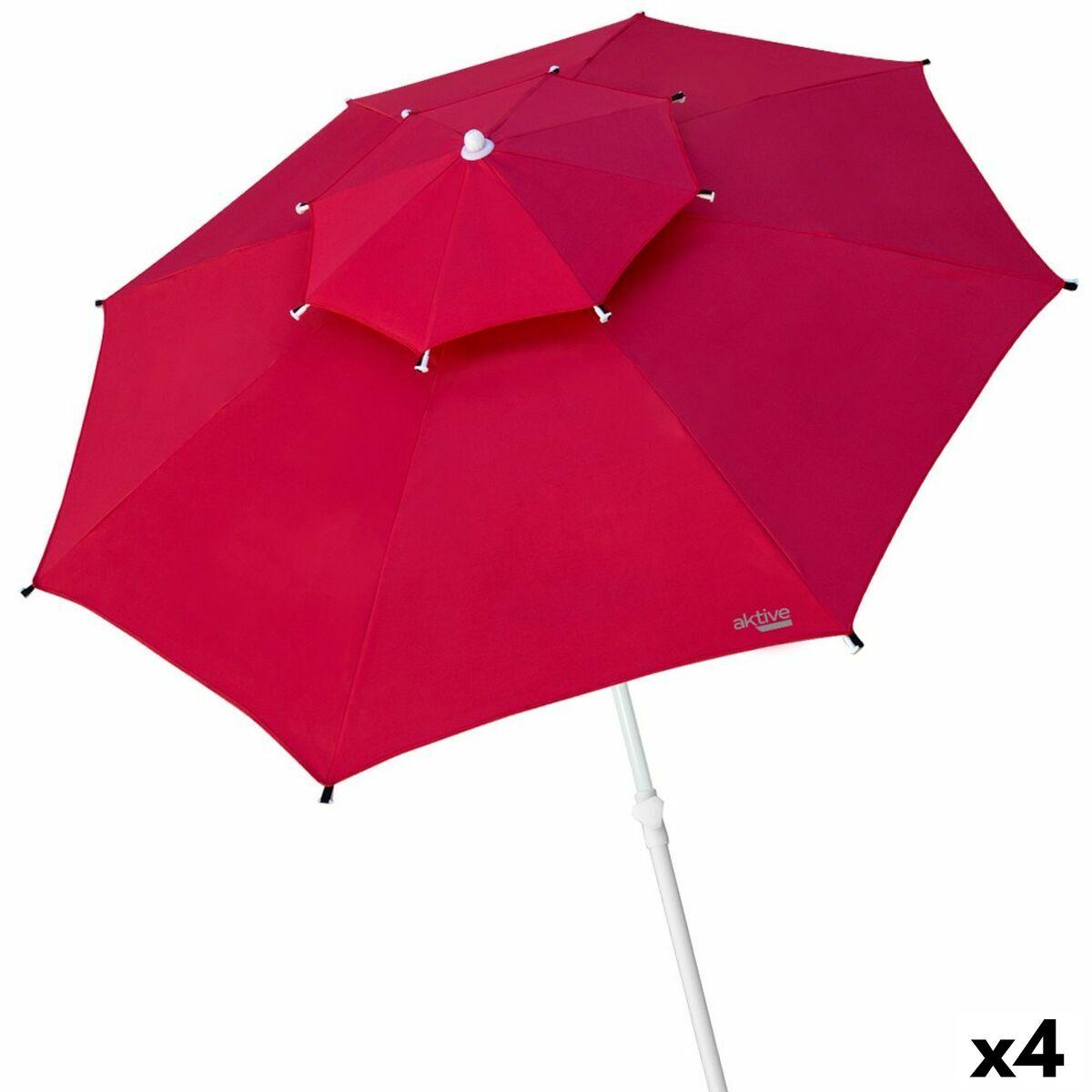 Sombrilla Aktive Rojo 280 x 263 x 280 cm (4 Unidades)