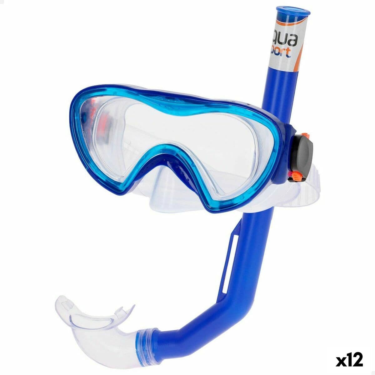 Gafas de Buceo con Tubo AquaSport Azul Negro Infantil (12 Unidades)