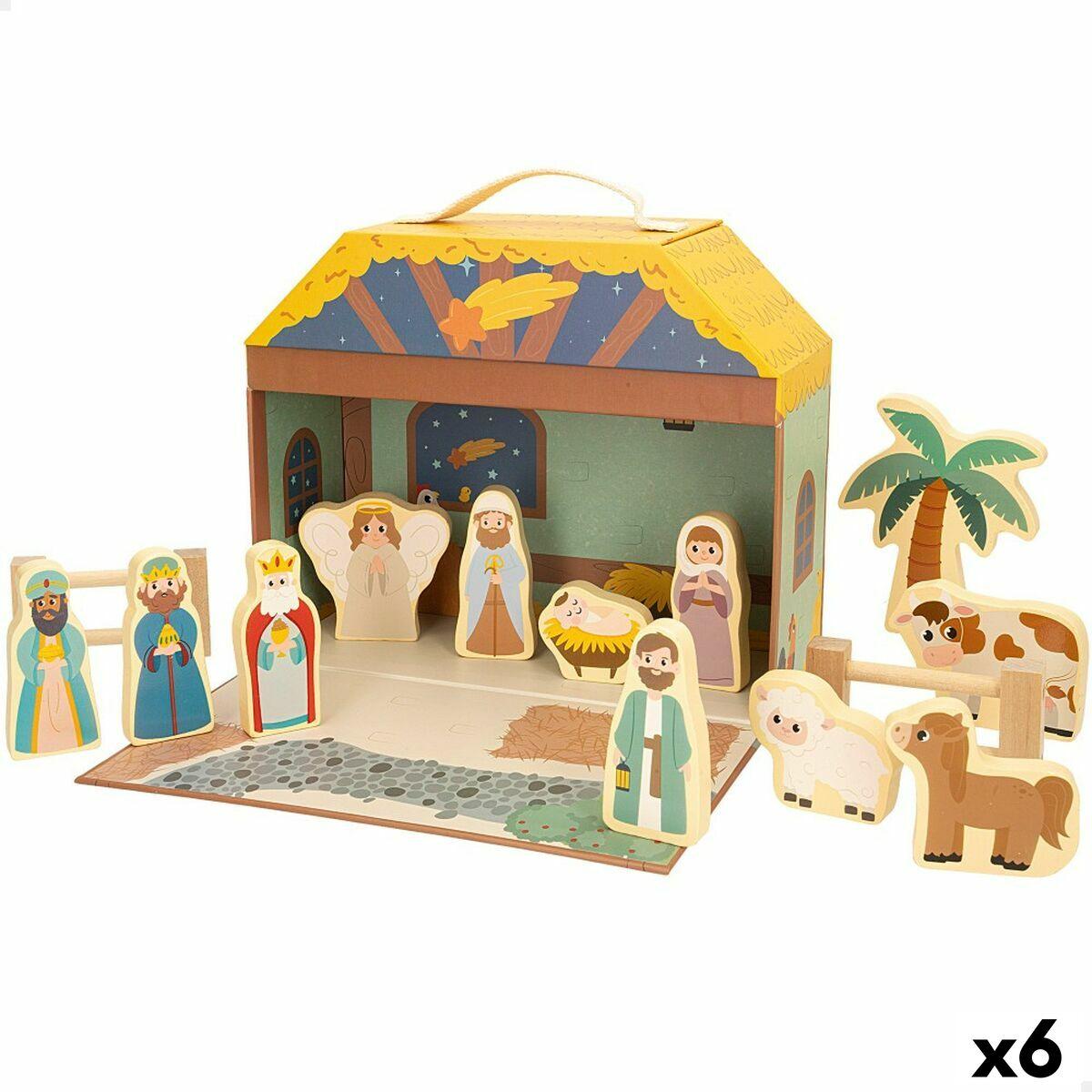 Belén de Navidad Woomax Madera Plástico 25 x 20 x 24,5 cm 15 Piezas (6 Unidades)