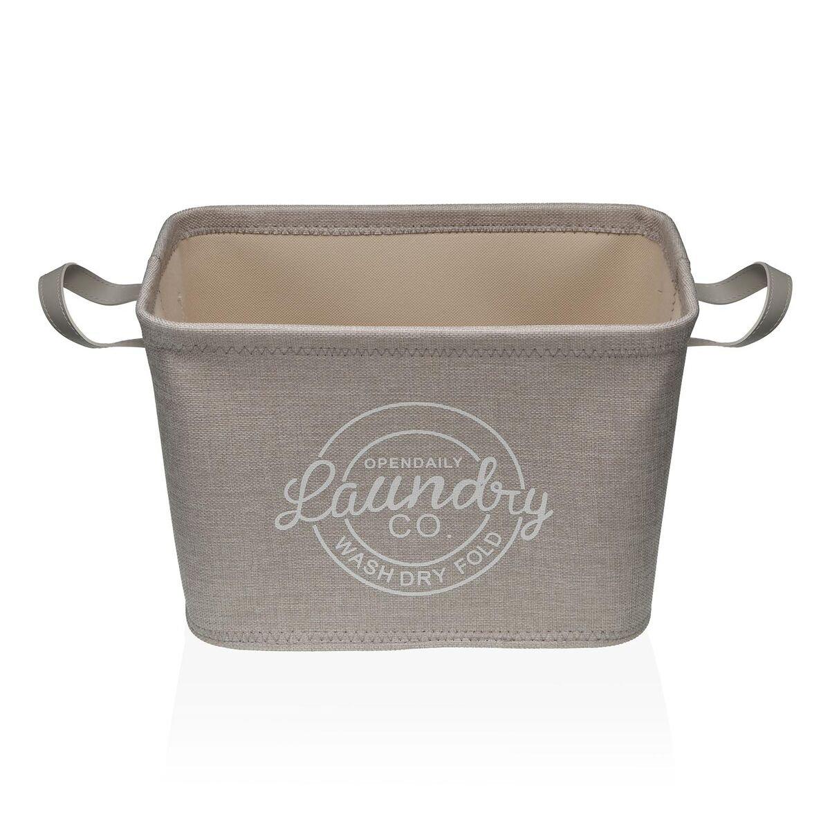 Cesto para la Ropa Sucia Versa Gris Poliéster PVC Metal EVA 38 x 25 x 26 cm