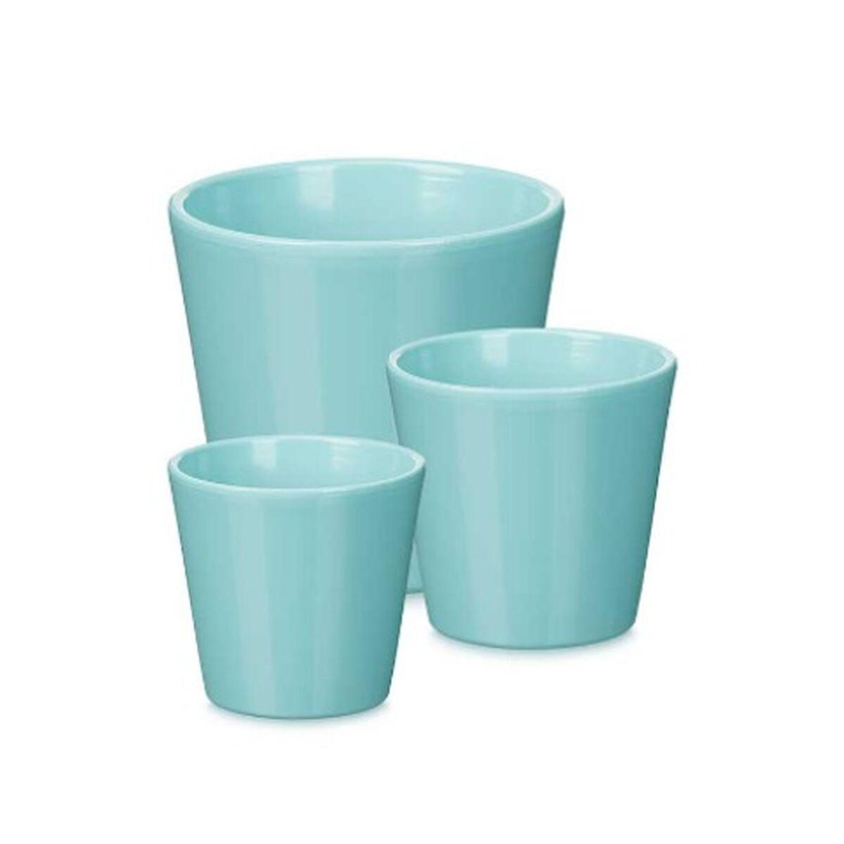 Set de Macetas Ibergarden Turquesa Arcilla Ø 14 cm Ø 22 cm Ø 17 cm 3 Piezas