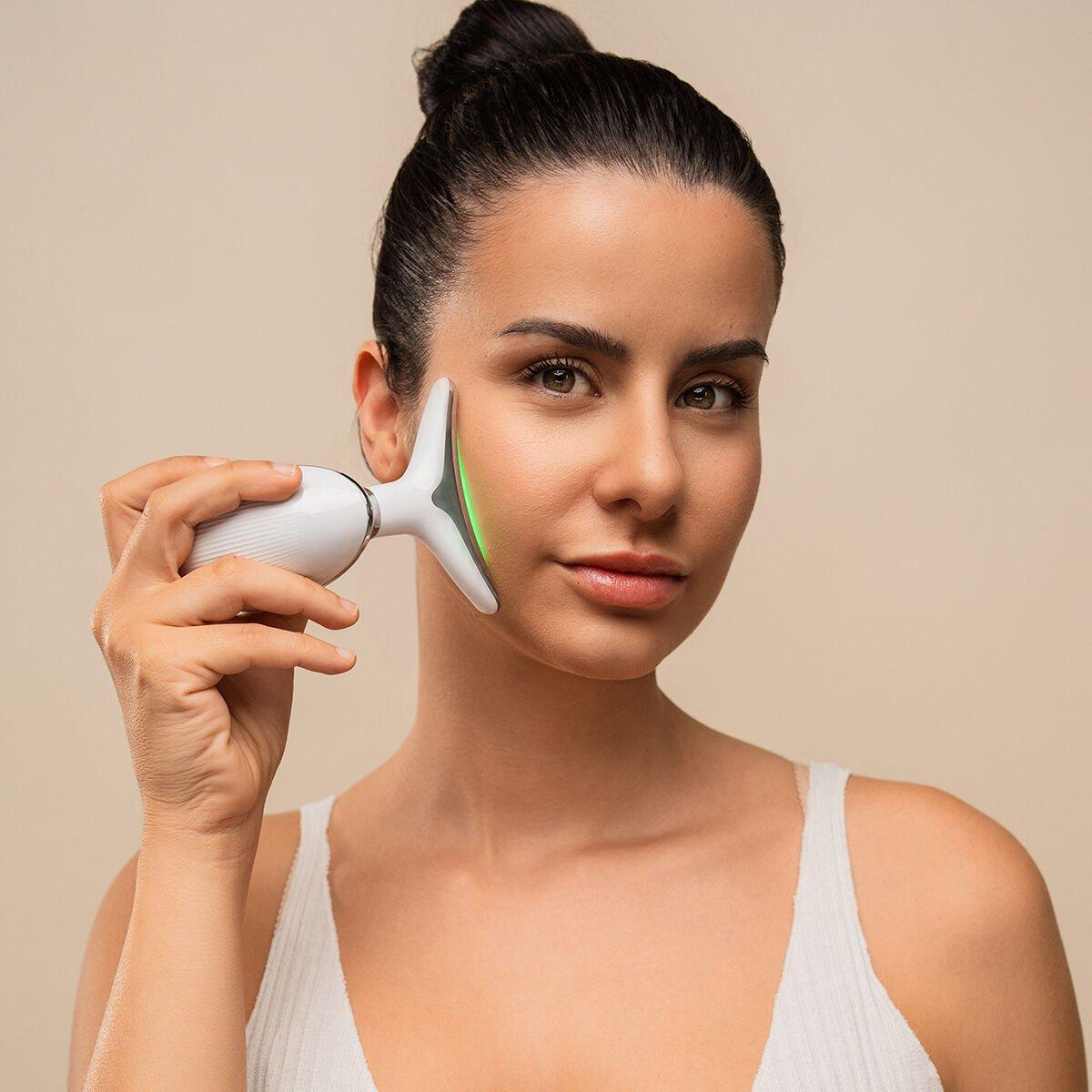 Masajeador Facial Eléctrico Reafirmante para Cara y Cuello con LED, EMS y Calor Selora InnovaGoods