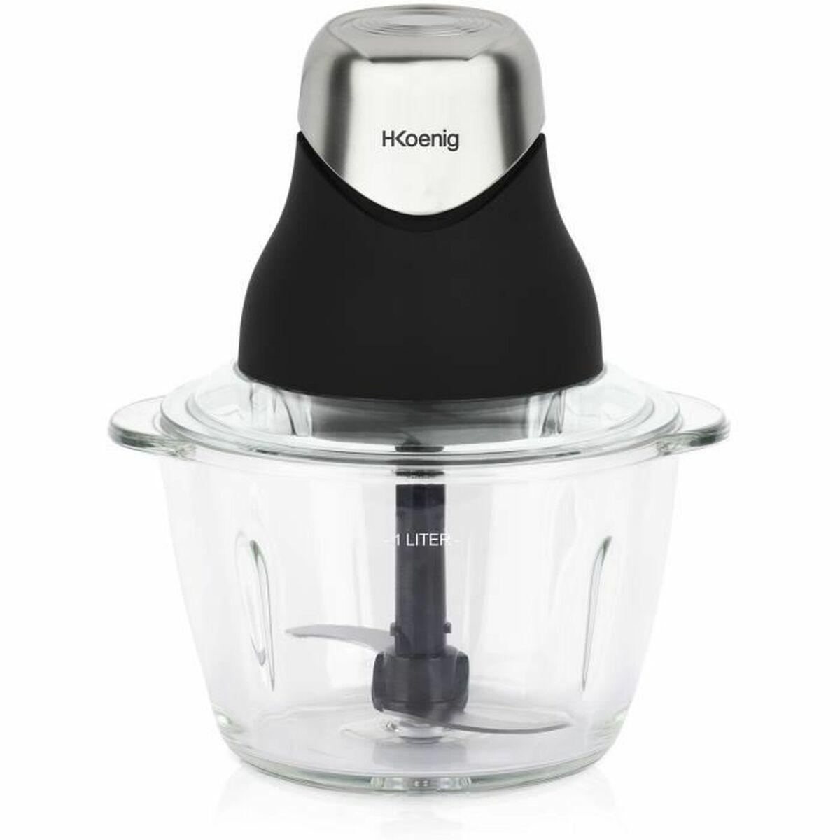 Picadora Hkoenig LEO8 Negro Cromo Vidrio Acero Inoxidable 1 L