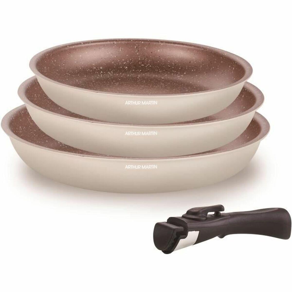 Juego de Sartenes Arthur Martin Beige Crema Aluminio 4 Piezas (3 Unidades)